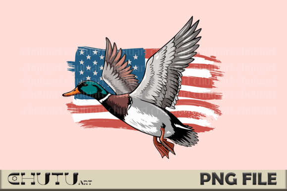Celebrating Freedom and Nature: The Rise of the Mallard Duck PNG - USA Flag Wildlife in Modern Design
