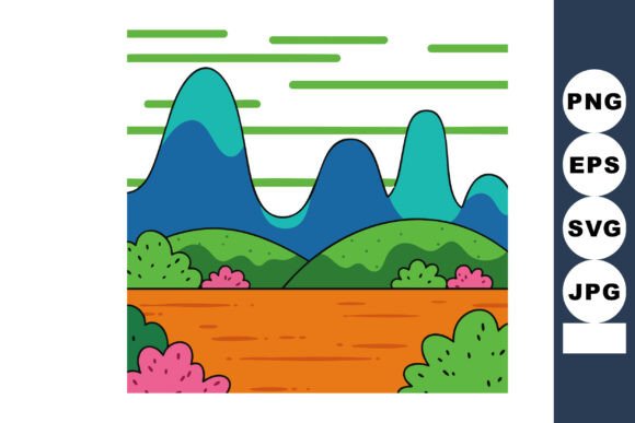 Colorful Mountain Landscape with Green H: A Strategic Visual Resource for Creative and Business Goals