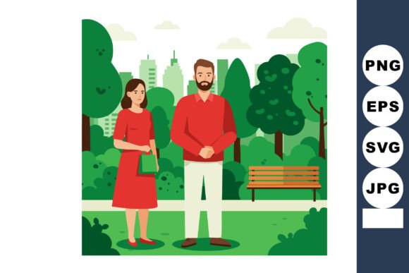 Couple Standing in Green Park with Trees: A Strategic Visual Resource for Modern Professionals