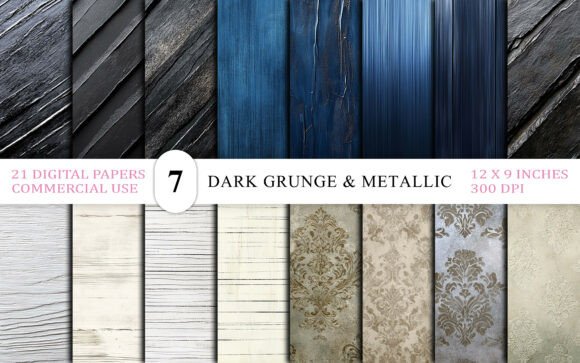 Dark Grunge Metallic Texture Bundle: Elevate Your Designs with Industrial Elegance