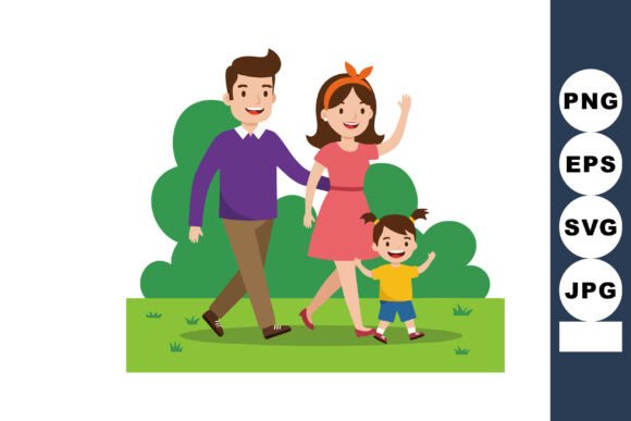 Family Walking Together Outdoors with Gr: A Versatile Visual for Connection and Communication