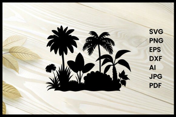 Jungle Plants and Shrubs Silhouette