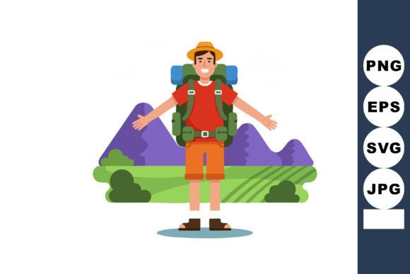 Male Backpacker Enjoying Outdoor Hiking: A Visual Asset for Modern Workflows