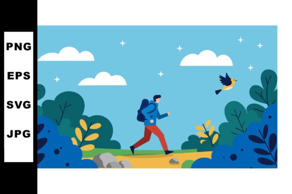 Man Hiking Outdoors with Backpack Walkin