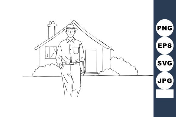 Man Walking in Front of House with Bushe: A Simple Illustration with Practical Uses