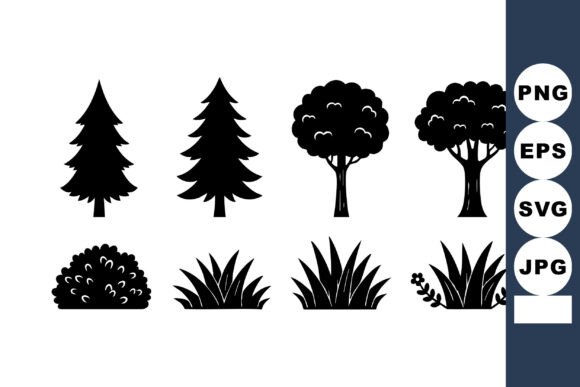 Tree and Bush Silhouette Collection for Nature-Inspired Design Projects