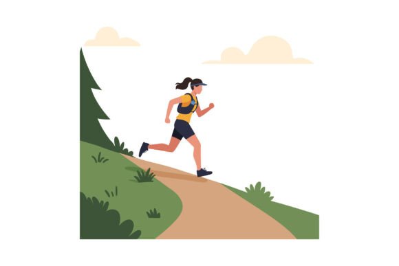 Woman Running Trail Running Outdoor Sport: Embracing Nature and Energy