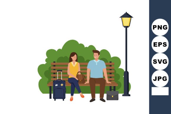 Young Couple Sitting on Park Bench with: A Versatile Visual for Modern Creative Projects